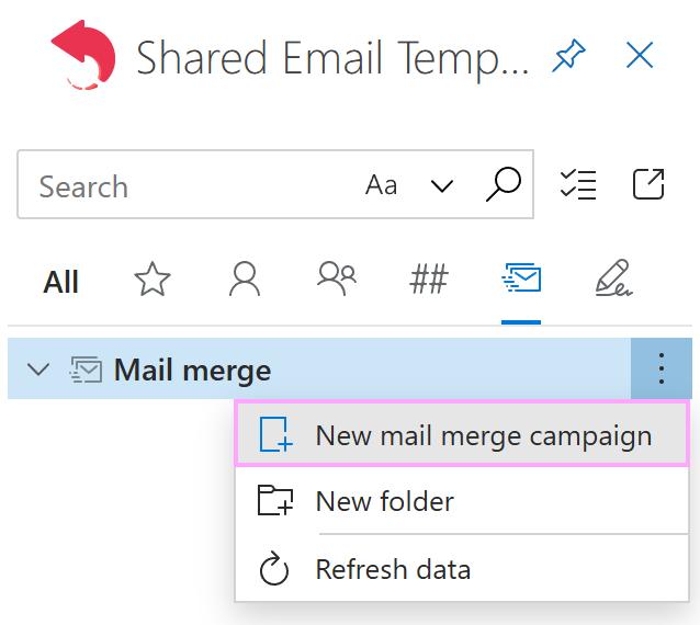 The New mail merge campaign option