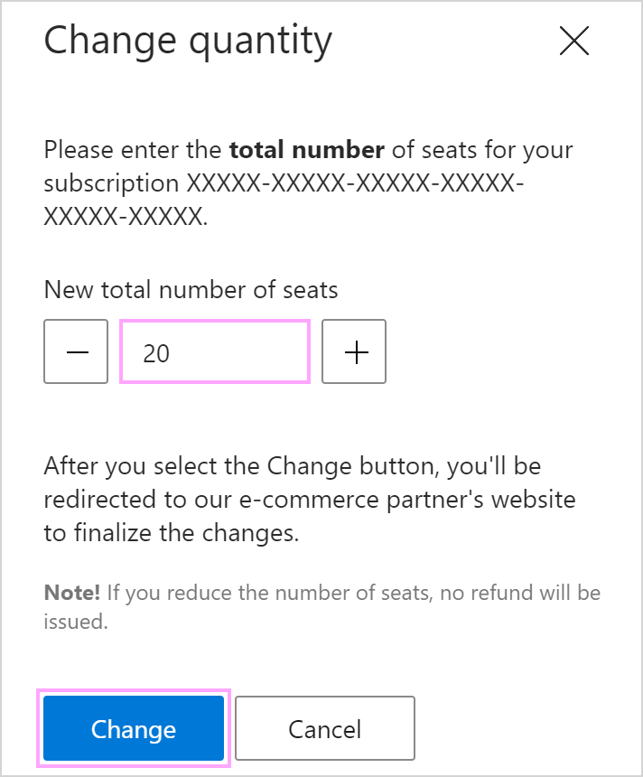 Enter the total number of subscription seats.