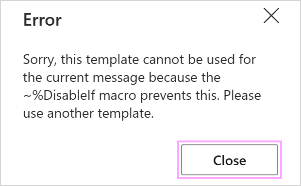 An error message showing up when the condition is met.