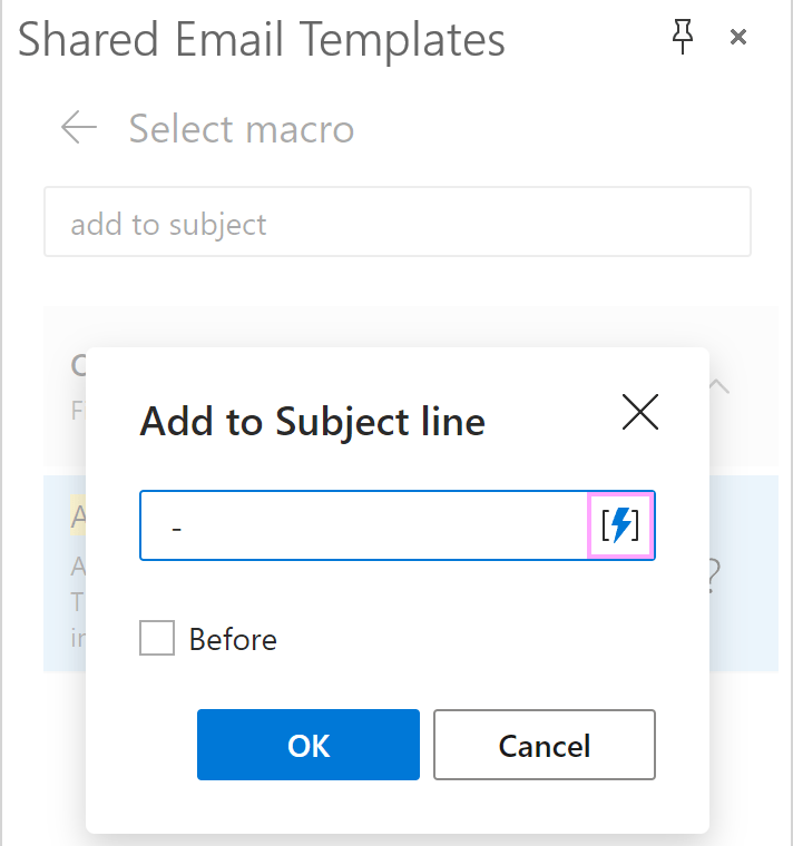 Use the Insert nested macro button to nest the WhatToEnter macro.