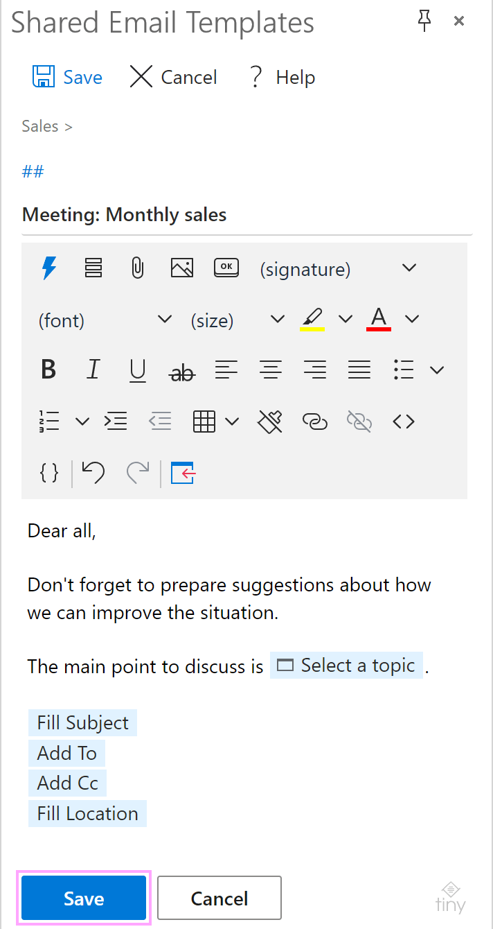 Create a template for a meeting in Outlook. Create a template for a meeting in Outlook.