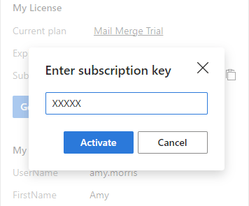 Enter your subscription key.