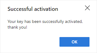 Your key has been successfully activated.