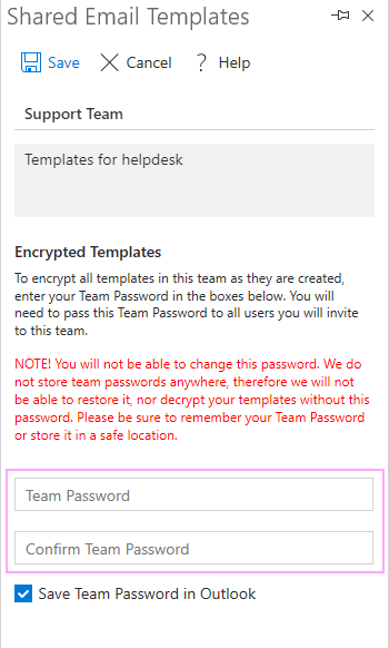 Enter and confirm the Team Password. Enter and confirm the Team Password.