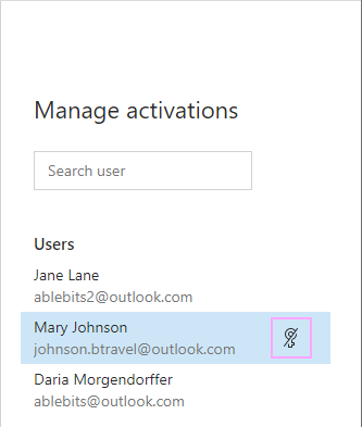 Here is the Deactivate icon.