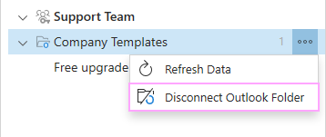 Click Disconnect Outlook Folder. Click Disconnect Outlook Folder.