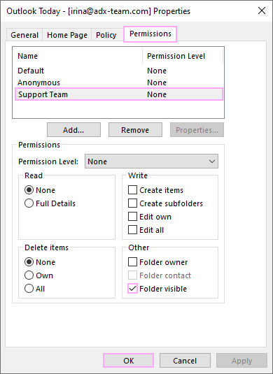 Make folder visible. Make folder visible.