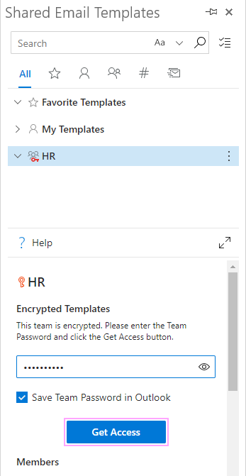 Enter the Team Password.