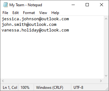 List emails each on a new line. List emails each on a new line.