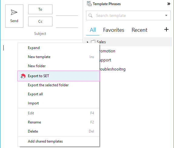 Use the Export to SET option.