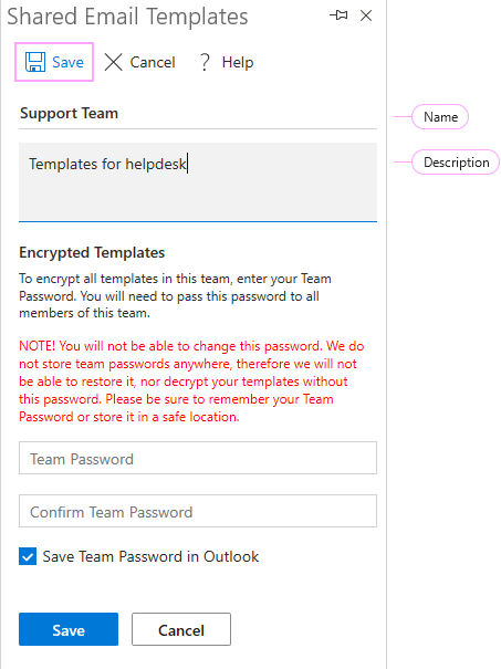 Enter name and description. Enter name and description.