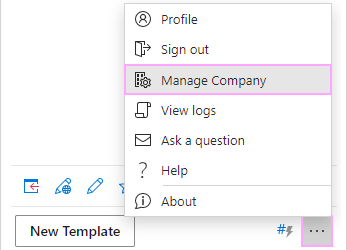 Here is the Manage Company option. Here is the Manage Company option.