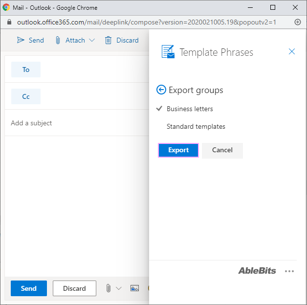 Uncheck the template groups you don't want to export. Uncheck the template groups you don't want to export.