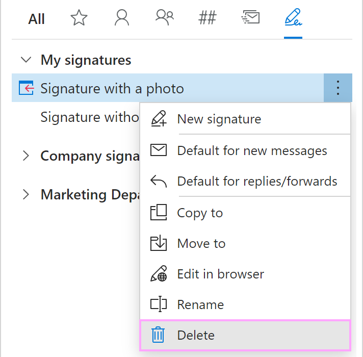 Delete a signature.