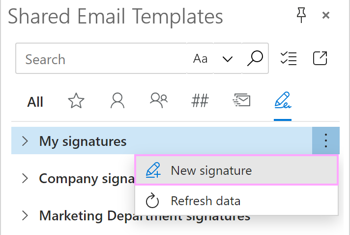 Start creating a personal signature for Outlook.