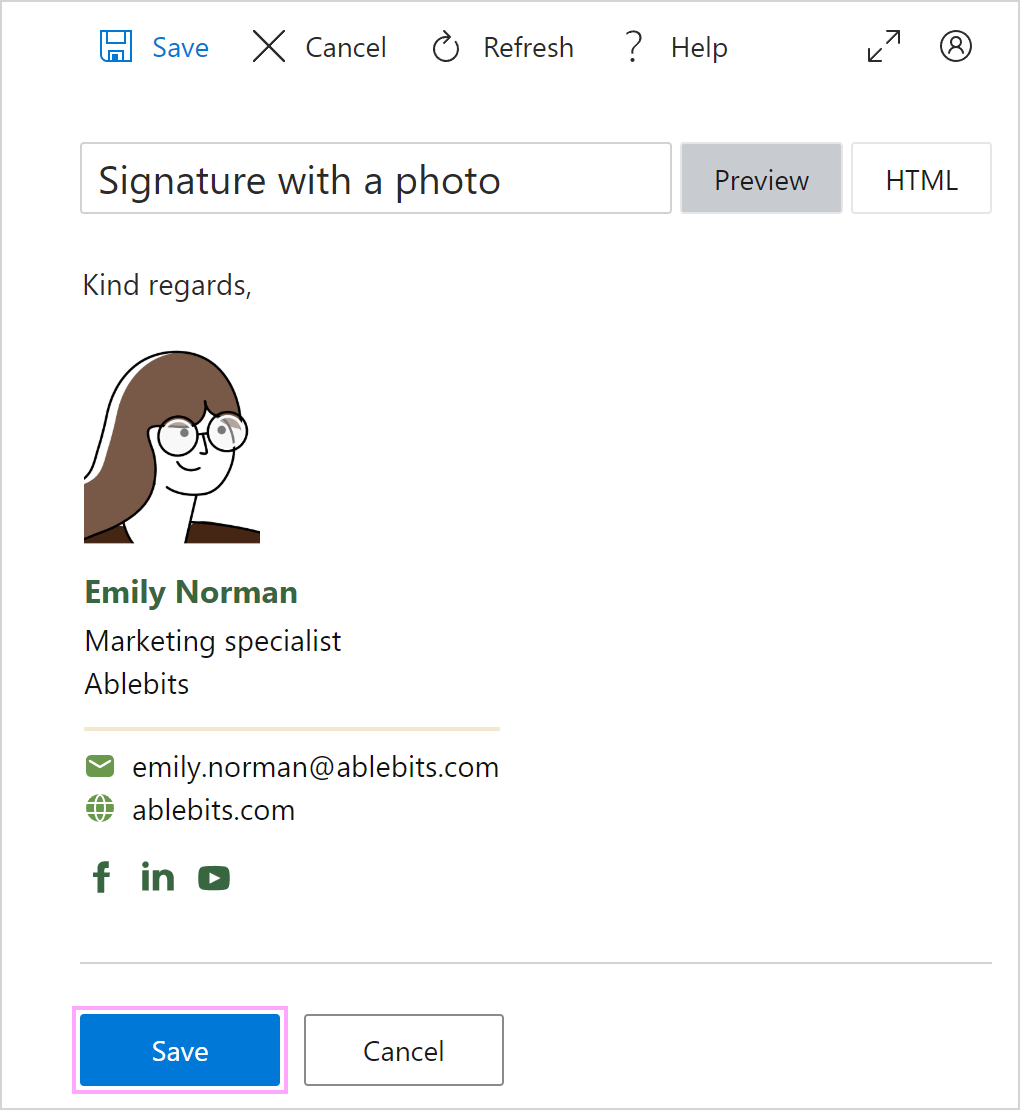 Save your email signature.