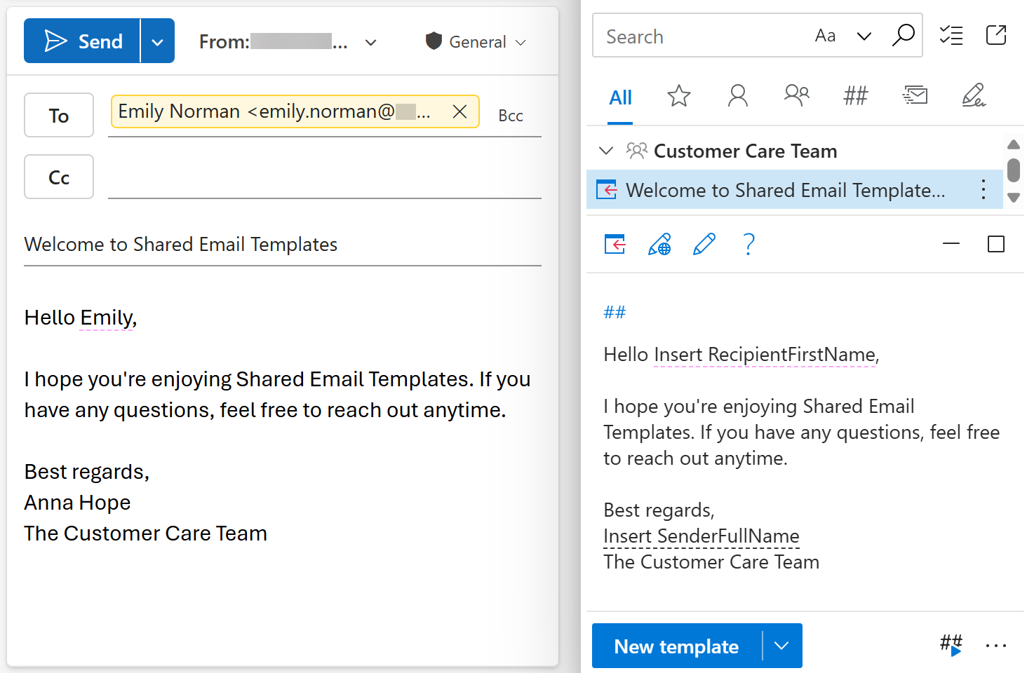 The recipient's first name automatically inserted into the email greeting line in Outlook The recipient's first name automatically inserted into the email greeting line in Outlook