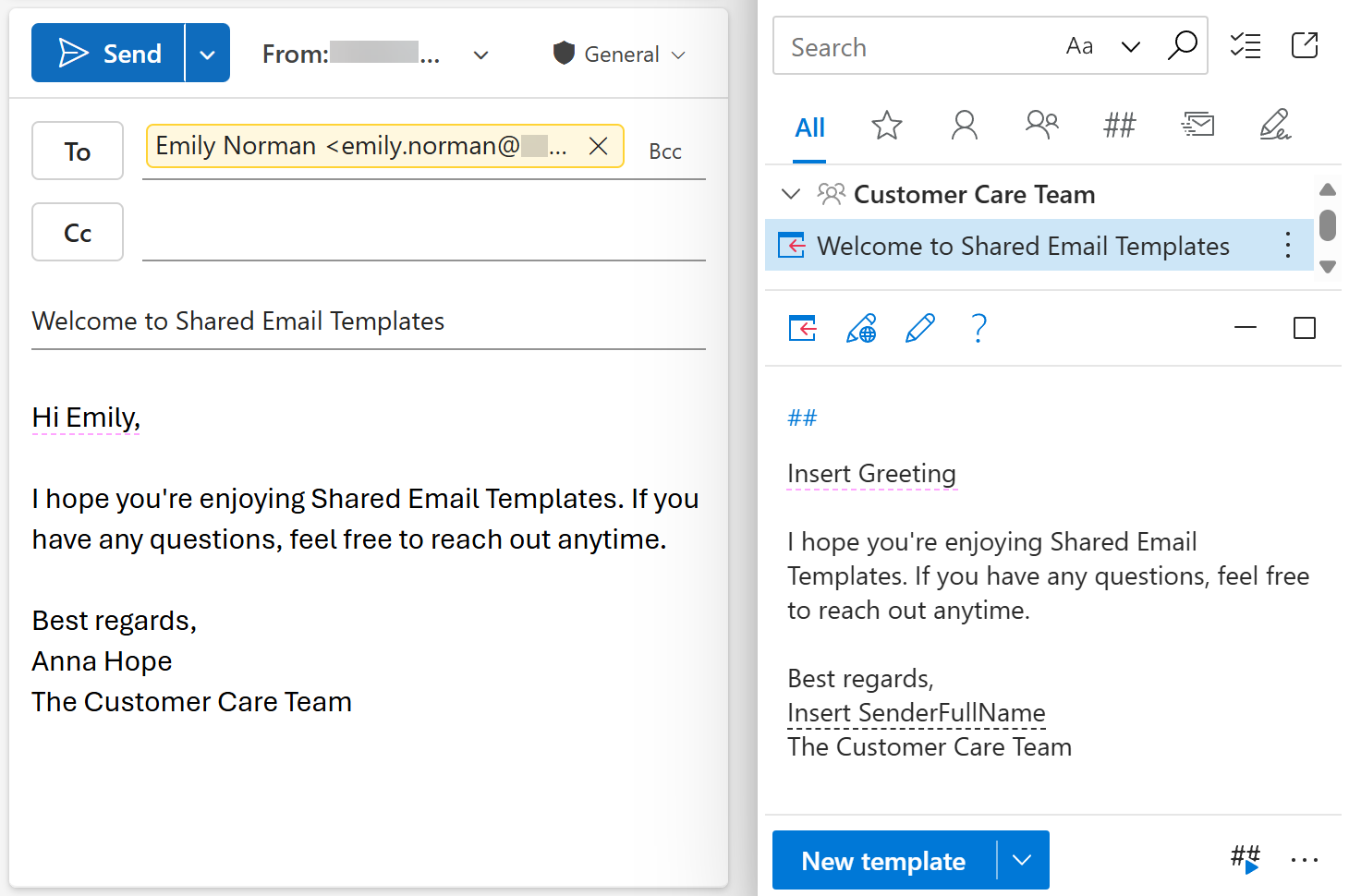 A greeting line for one recipient A greeting line for one recipient