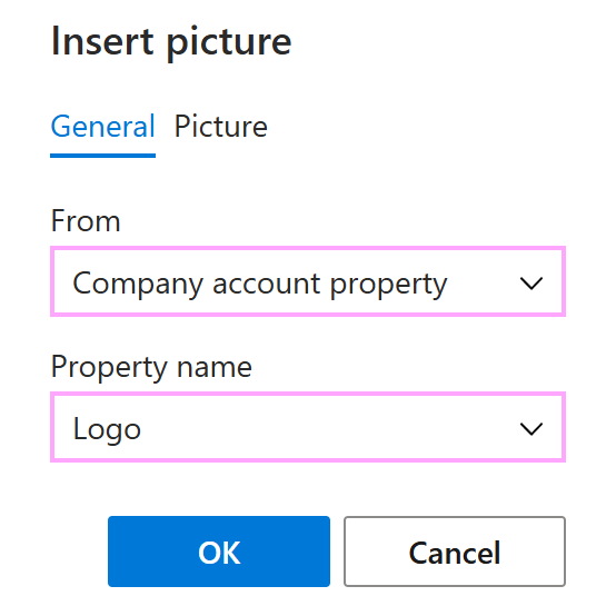 The General tab in the Insert picture dialog The General tab in the Insert picture dialog