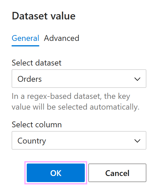 Configure a macro that inserts dataset values.