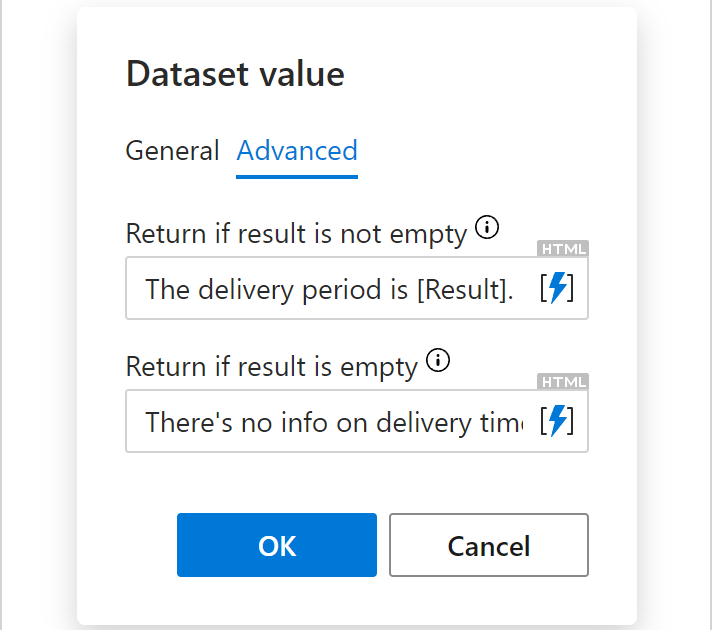 The Advanced tab in the Dataset value dialog The Advanced tab in the Dataset value dialog