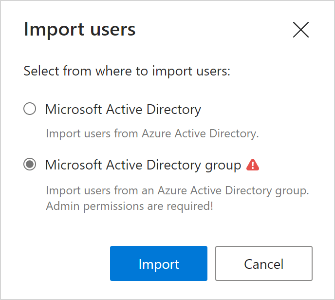 Import users from an Azure Active Directory group Import users from an Azure Active Directory group
