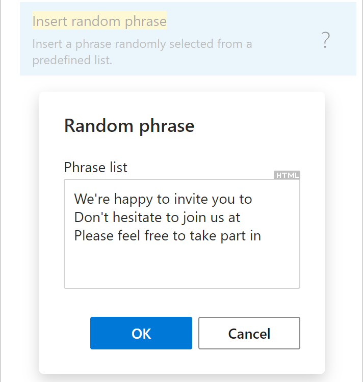 A phrase list A phrase list