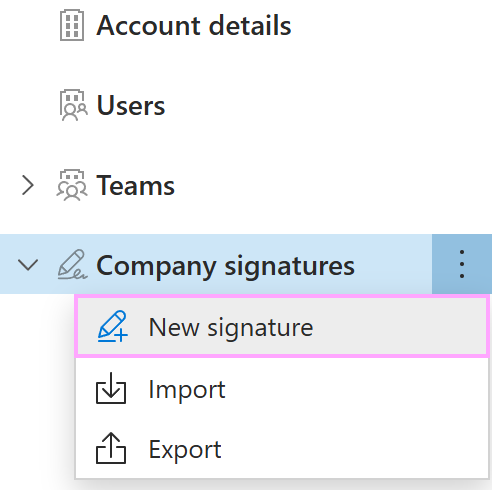 The New signature option in the Shared Email Templates app