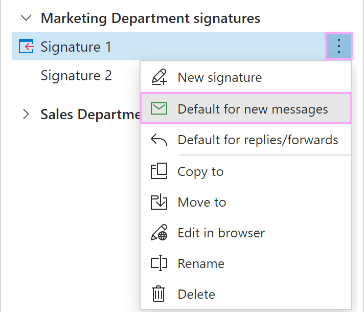 Set up a default signature for your team.