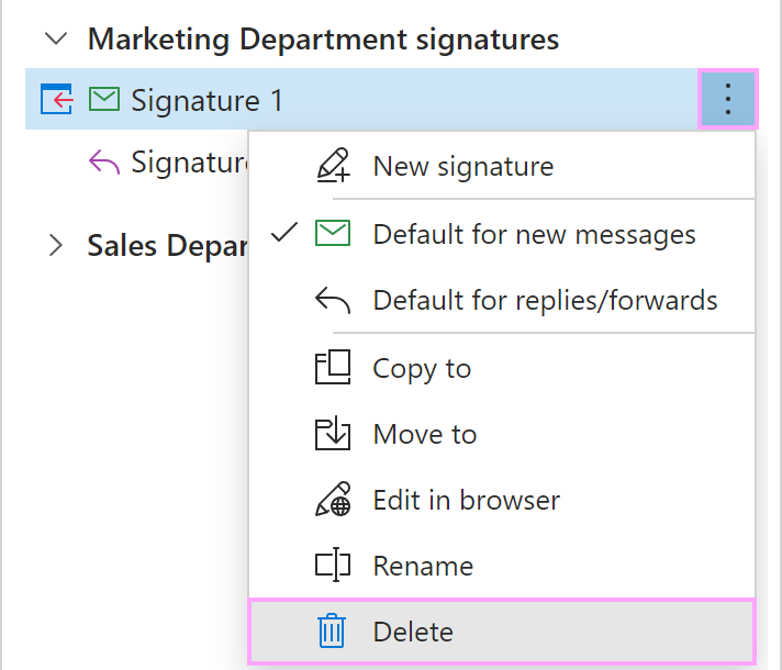 Delete a team signature.