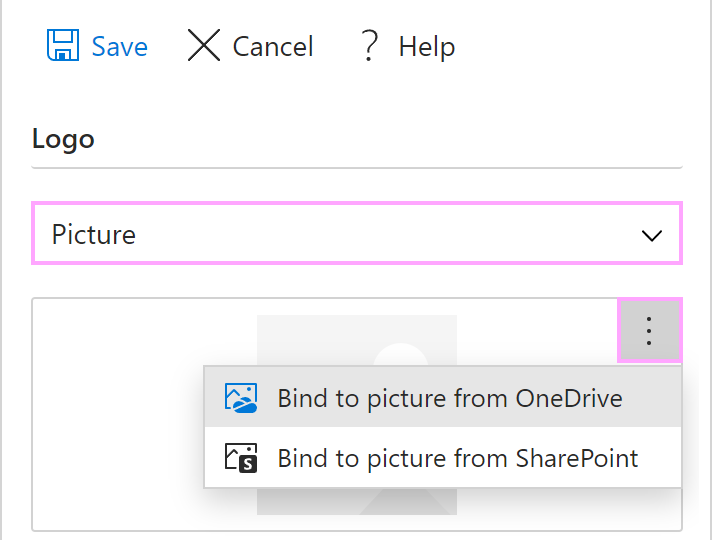 Bind a custom team property to an image file from OneDrive or SharePoint.