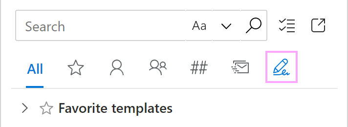 The Signatures tab in the add-in pane.