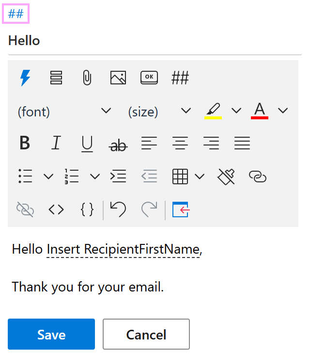 Two blue hash marks above the name of a template
