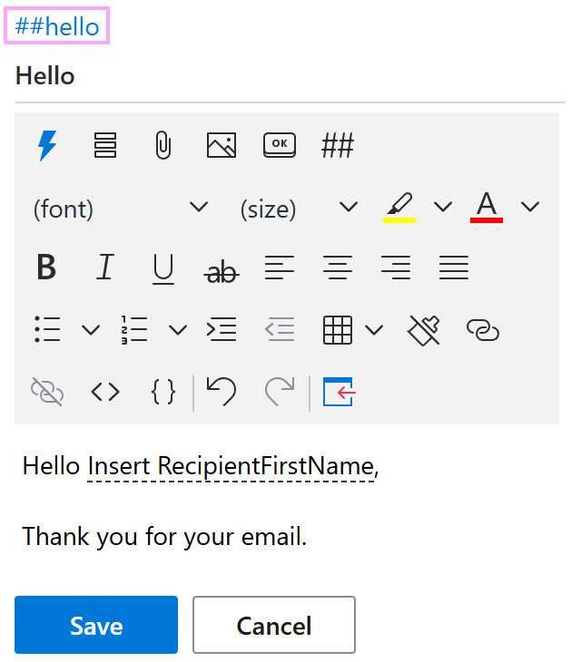 The template shortcut
