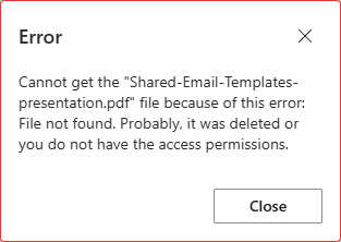Error message stating that the file could not be found.