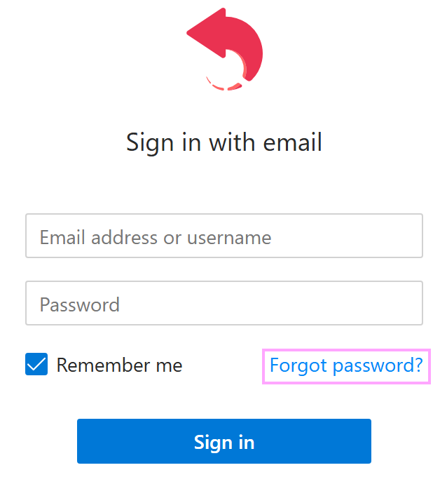 The Forgot password? option on the Shared Email Templates pane