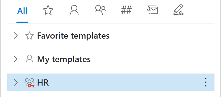 A team with a red key icon in the Shared Email Templates pane.
