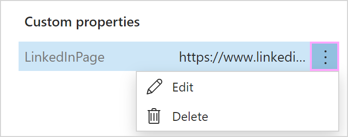 Edit or delete a custom property.