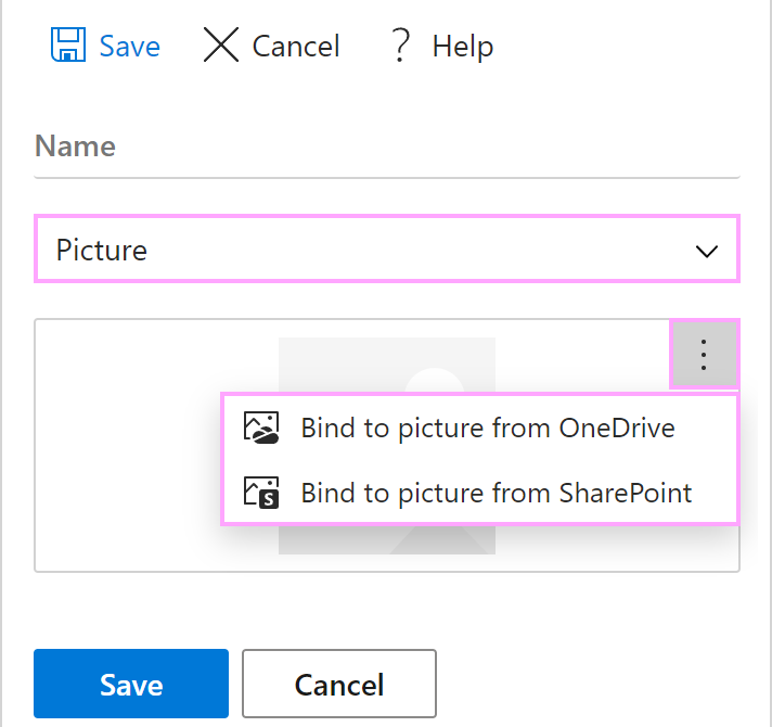 Bind a property to an image file from OneDrive or SharePoint.