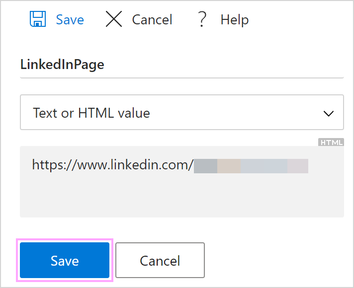 Save a new company account property.