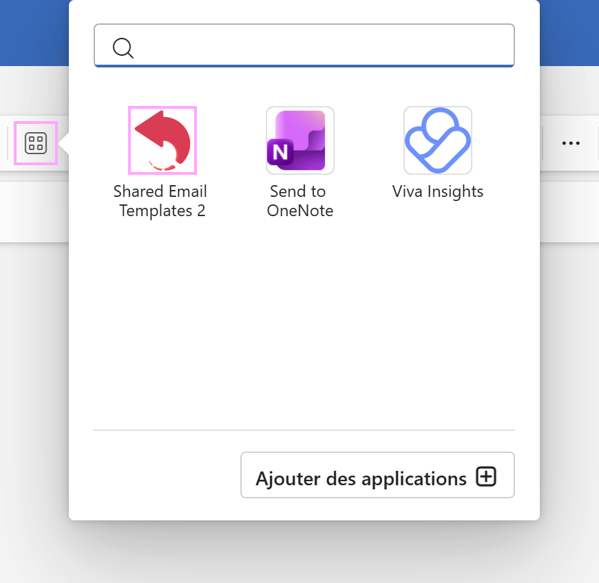 Accéder à Shared Email Templates dans Outlook sur le web.