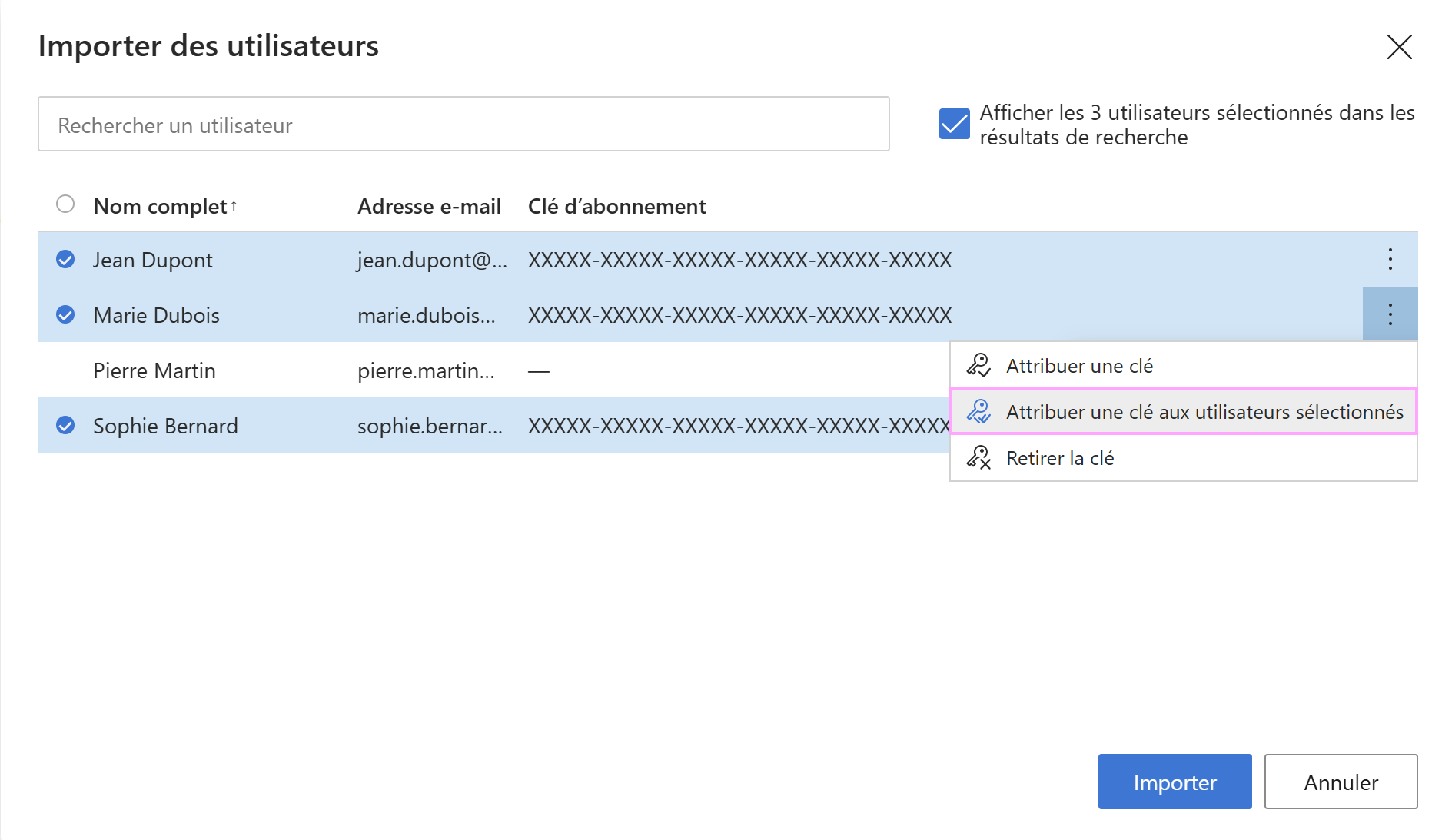 Importer des utilisateurs dans un compte d'entreprise Shared Email Templates.