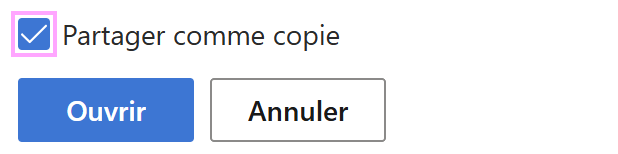 L’option Partager comme copie.