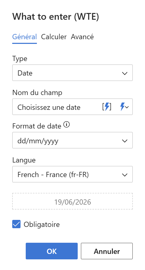 Ajouter un sélecteur de date à un modèle d’e-mail.