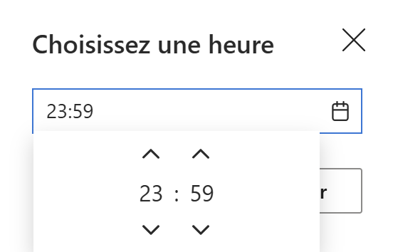 La boîte de dialogue Sélecteur d’heure.