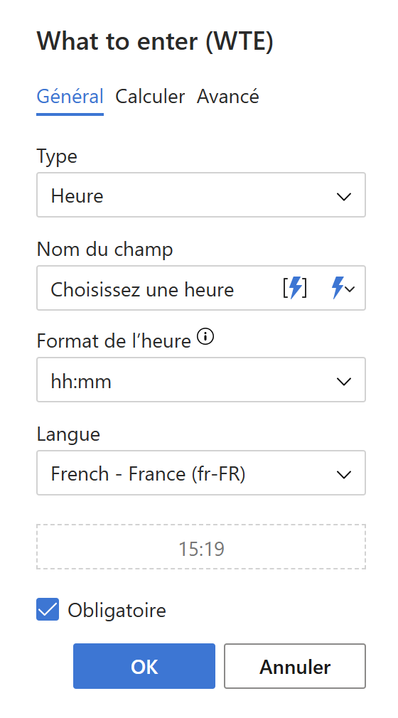 Ajouter un sélecteur d’heure à un modèle d’e-mail.