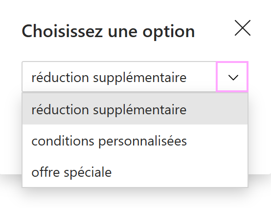 La boîte de dialogue Liste déroulante.