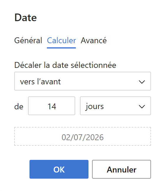 Décaler automatiquement la date.