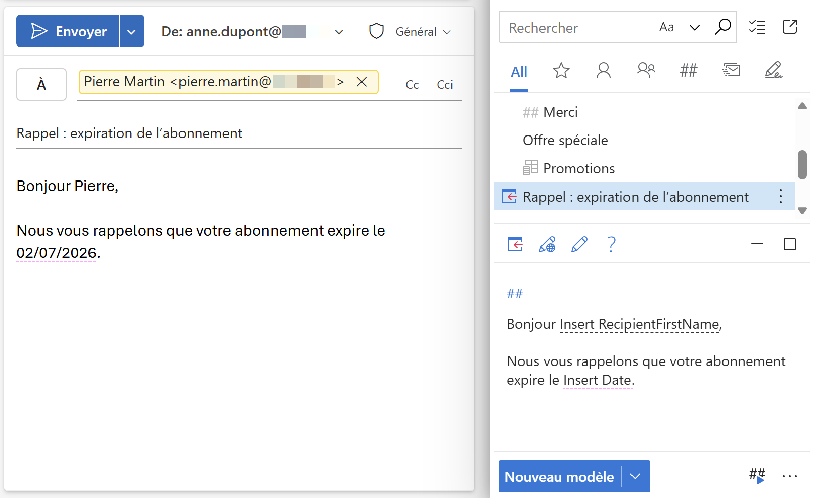 Insérer automatiquement la date du jour dans un e-mail Outlook.