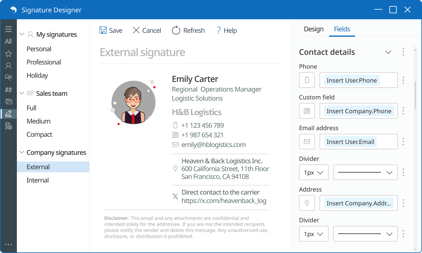 External email signature for all company employees External email signature for all company employees